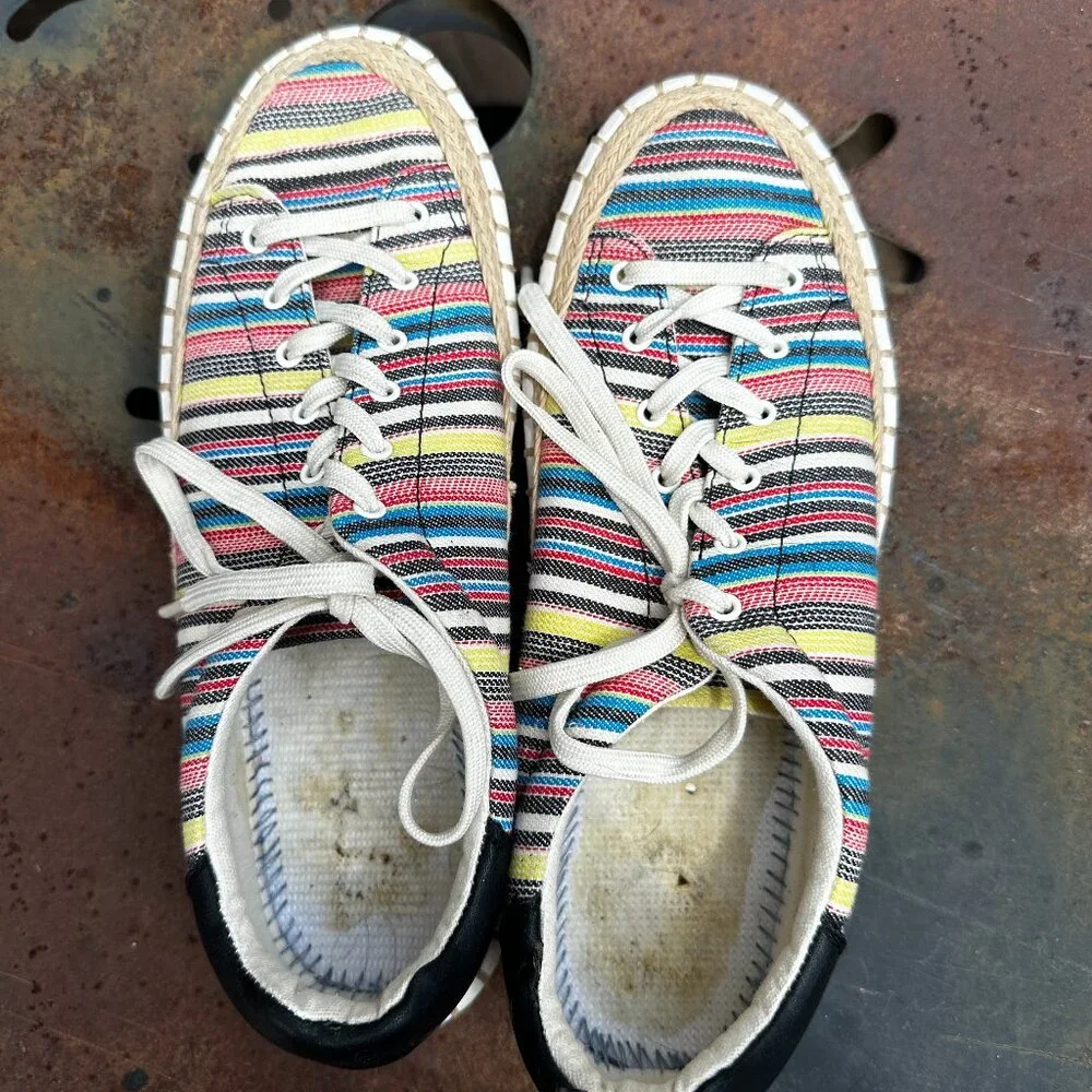 Sam Edelman Striped Lace-Up Espadrille Sneakers